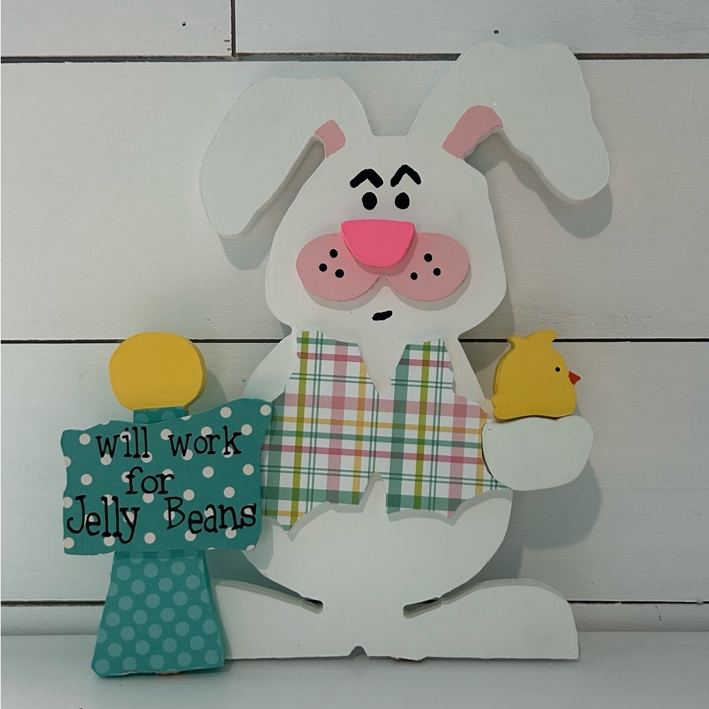 Easter Bunny Decor with Plaid Accents